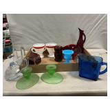 Hazel Atlas Creamer/Sugar & Cobalt Pitcher, Akro