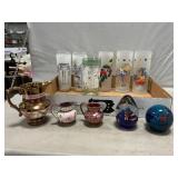 Art Glass Paperweights, Lustreware, Vintage