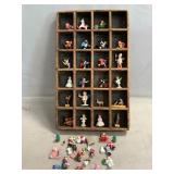 Shadow Box With Vintage Figures, Most Wooden, Tiny