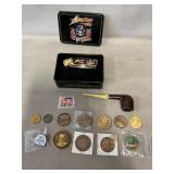 Collector Pocketknife, Pipe, Assorted Medallions
