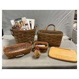 (4) Longaberger Baskets, Wooden Lid, Cookie Mold,