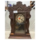 Antique Gingerbread Mantel Clock With Key