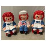 1972 My Toy Plastic Raggedy Ann & Andy Banks