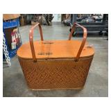 1940ï¿½s Red on Large Picnic Basket With Picnic Ware
