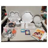Box Lot Of Assorted Baking Pans, Cookie Cutters,