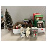 Christmas Ornaments, Chimes, Bells, Brush Tree,