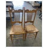 (2) Wooden Cane Chairs