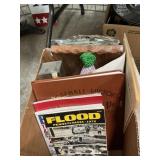 Box Lot With Books, Home Decor, Vinyl Tablecloths