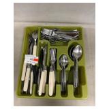Caddy With Assorted Stainless Steel Flatware
