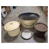 Decorative Metal Planter, Enameled Cook Pot,