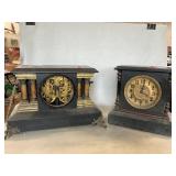 (2) Antique Mantel Clock Cases, (1 With No Face