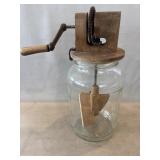Butter Churn With Wood And Metal Mechanism.
