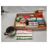 Tray Of Assorted Vintage Product Tins, Bottles,