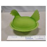 (1) Vintage "Satin Mist Lime" Hen On A Nest