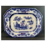 Flow Blue "Lahore" Platter, 15 1/2" X 12 1/4",1