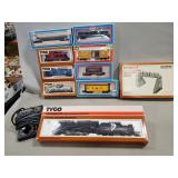 (1) HO Scale Locomotive w/ Tender, (8) Assorted