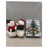Wooden Tree Made in Munich Germany w/ Snowmen