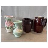 6 1/2" Weller Green Vase, Stoneware Pitcher,