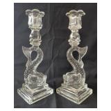 Cambridge Dolphin Candlesticks, 10 1/2"