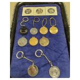 Tray Of Assorted Miniature Coins, Tokens, Key