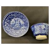 Flow Blue Cup & Saucer, Shepherd with Sheep