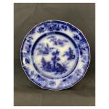 Flow Blue Plate, 7 1/2", "Lahore"