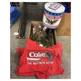 Box Lot of Soda Bottles and Tins