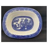Flow Blue, Blue Willow Vegetable Bowl, England
