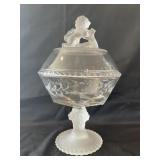 Lion Compote w/Clear and Frosted Glass