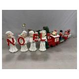 "NOEL" Candle Holders w/ Christmas Items