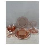 16 Pieces of Pink Depression Glass