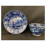 Flow Blue Cup & Saucer, "Castle Towards", J.