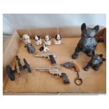 Tray Of Assorted Cast Iron Animal Figures & More