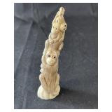Delicate Monkey Carving On Horn, 3 1/4"