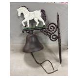 Cast Iron Bell w/White Horse