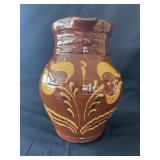 9" Foltz Redware Double Tulip Slipware Pattern