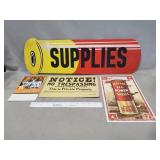 (3) Cardboard Signs & (1) Metal Sign