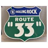 Rolling Rock Route 33 Metal Sign, 20" X 22 1/2"