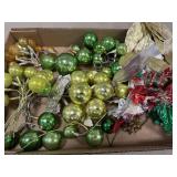 Green Glass Grape Decorations and Foil Leaves