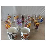 10 McDonalds Collector Glasses, 2 Disney Mugs