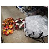 (3) Decorative Wreaths w/ (2) Plastic Zippered