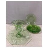 (8) Pieces of Green Depression Glass
