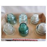(6) Vintage Glass Electrical Insulators
