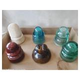 (2) Vintage Ceramic & (4) Glass Insulators