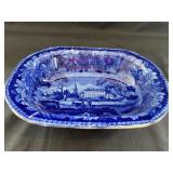 Flow Blue "American Villa" Vegetable Bowl, edge