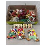 Tray Lot of Vintage Christmas Decorations