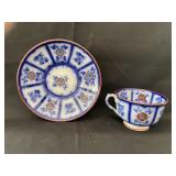 Flow Blue Cup & Saucer,"Cassini", Davenport