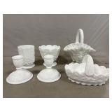 (6) Pieces of Milk Glass Items