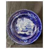 E. Woods & Sons Flow Blue Nautical Plate