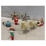 Celluloid Santa With Reindeer (Damaged Antler),
